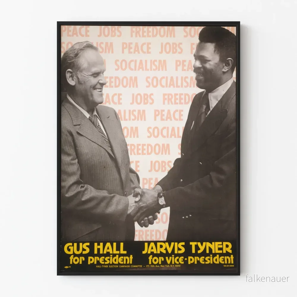 Vintage valaffisch med Gus Hall och Jarvis Tyner