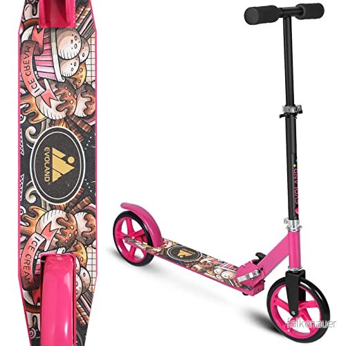 Evoland sparkcykel vikbar höjd justerbar skoter för vuxna barn tonåringar från 8 år city med 200 mm stort hjul 6921761129004