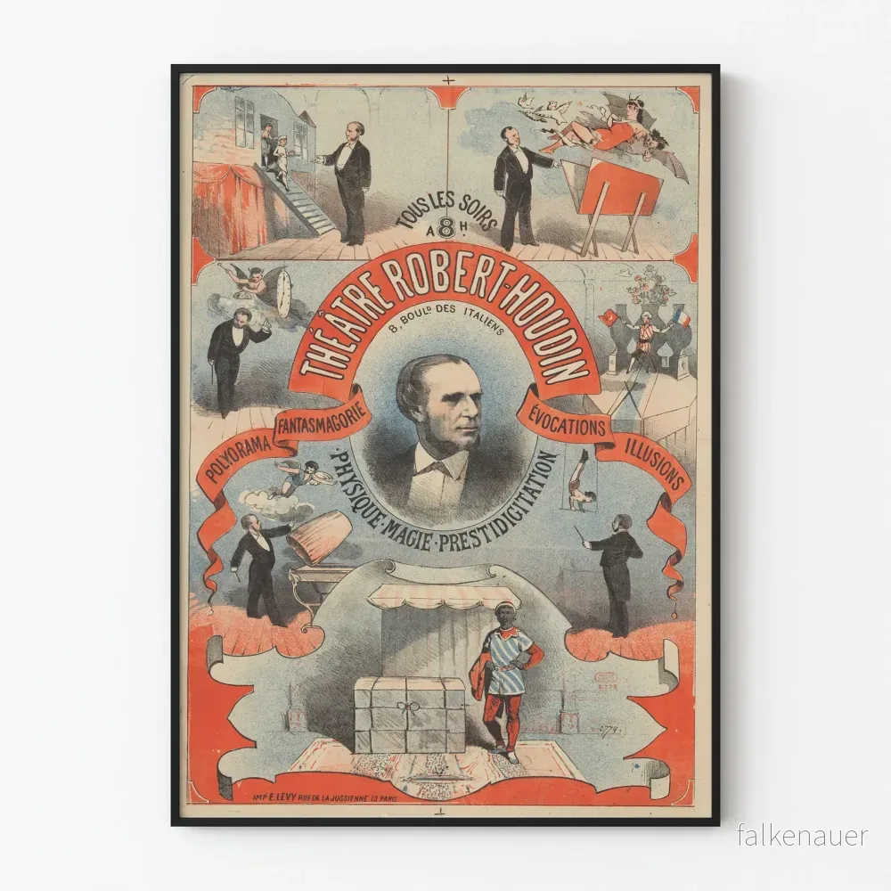 Vintageaffisch Teater Robert-Houdin Illusioner och Magi