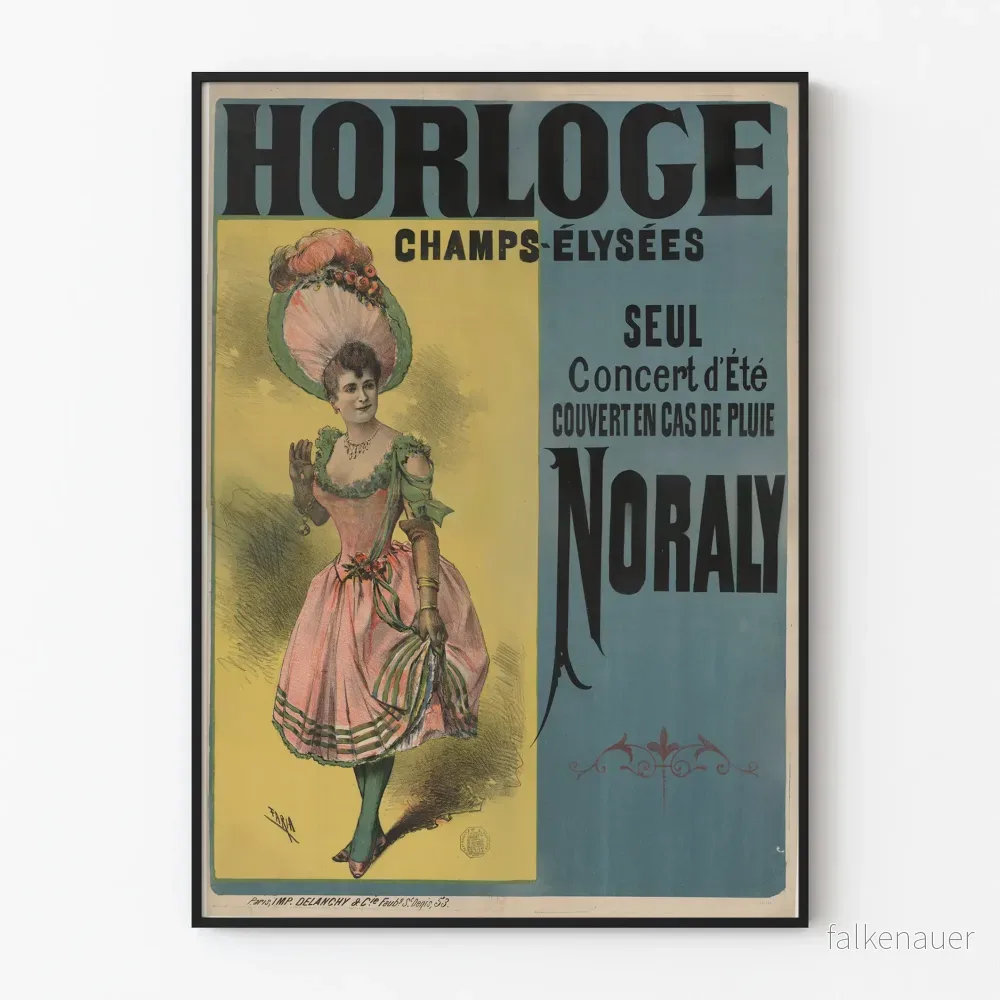 Vintageposter Horloge Champs-Élysées Sommarkonsert Noraly