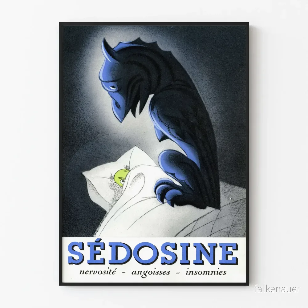 Vintageposter Sédosine - Väggdekoration med tema sömn och ångest