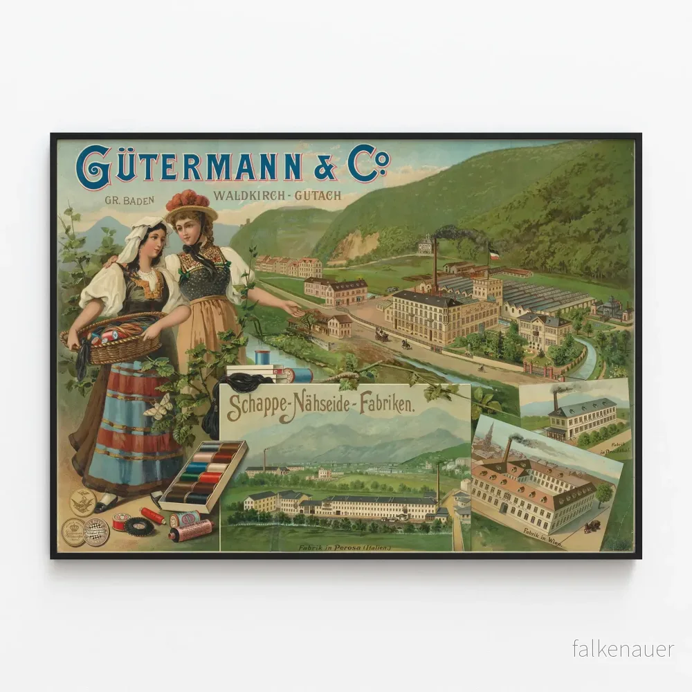 Vintage affisch från Gütermann & Co - Industriell väggdekoration