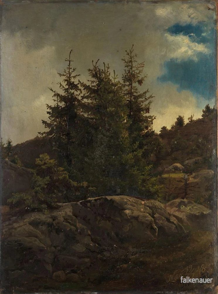 Målning Landskapsbild av Nes i Hallingdal - Adolph Tidemand | Konsttryck - Bild 2