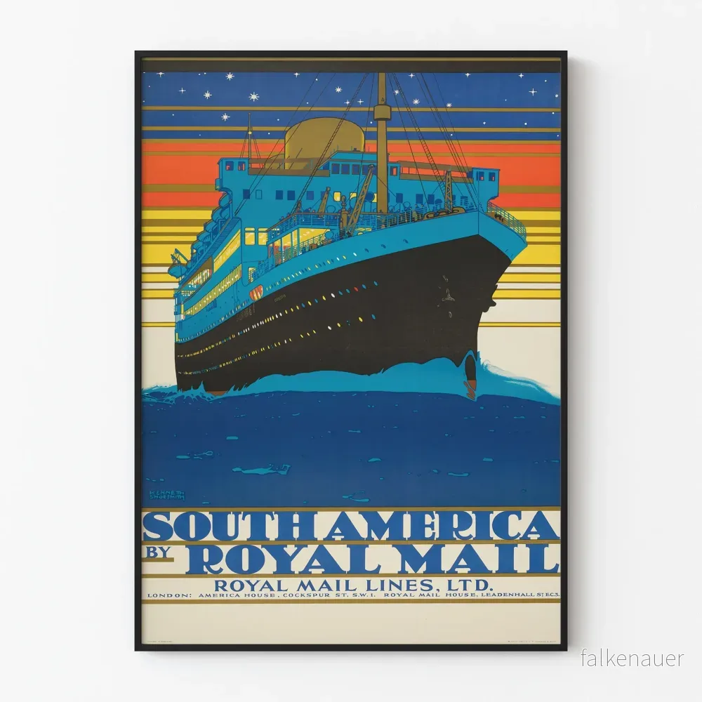 Vintageposter Sydamerika Royal Mail - Marint väggdekoration