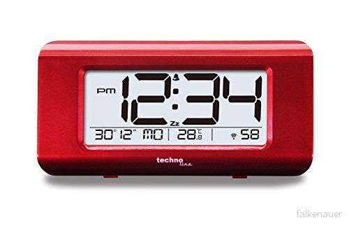 WT 197 elegant radiostyrd väckarklocka med temperaturdisplay, Technoline, röd metallic, 14,5 cm x 38,8 7,2 4029665001975