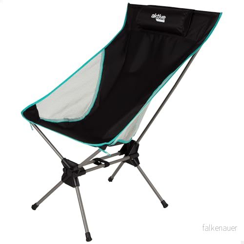 AKTIVE Hopfällbar campingstol, 61 x 55 99 cm, stöder 110 kg, inklusive kudde, halkfria stopp, bärväska, stålram, polyestertyg (63048) 8412842630482