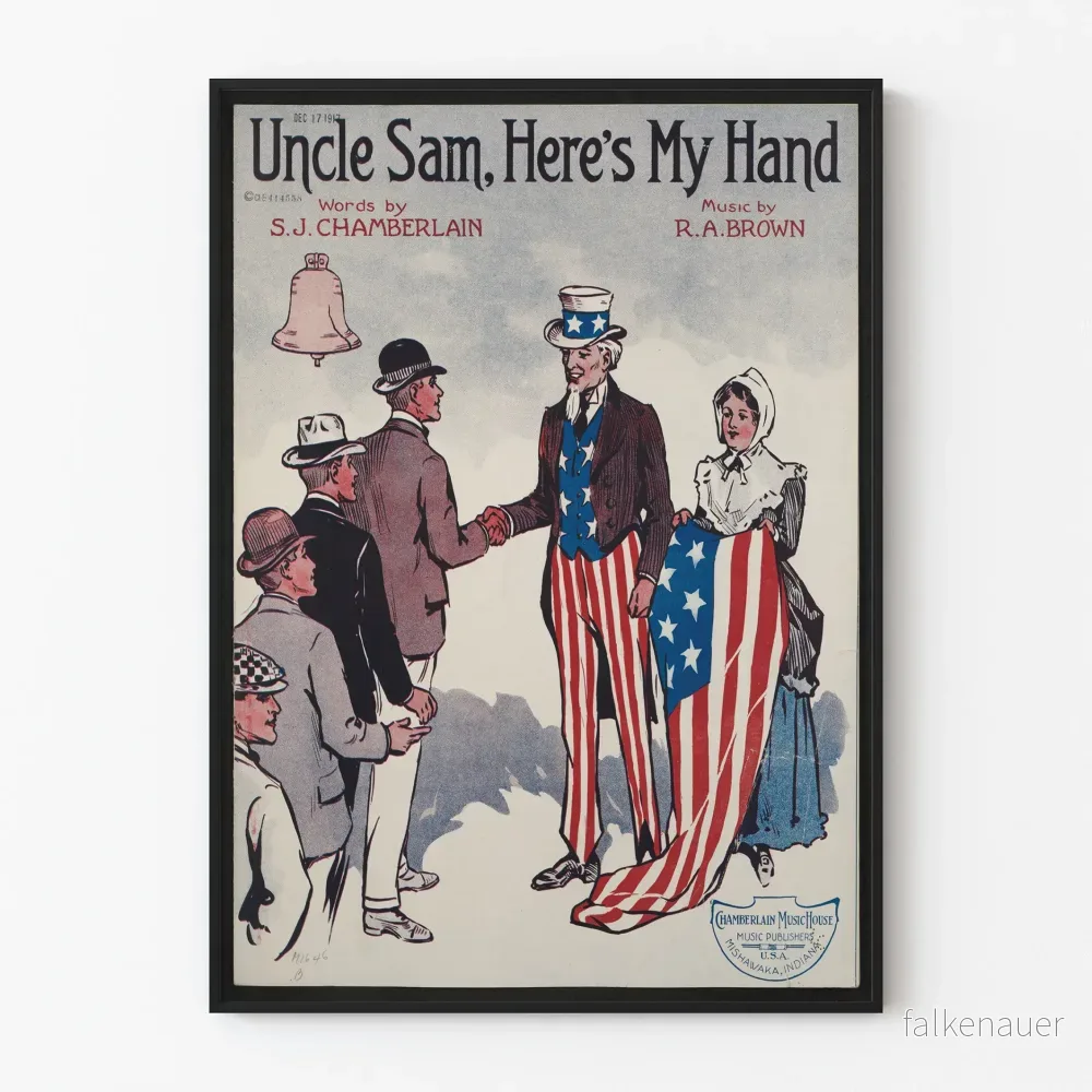 Vintageposter Uncle Sam Här är min hand – Amerikansk patriotisk väggdekoration Vintageposter Uncle Sam Här är min hand – Amerikansk patriotisk väggdekoration