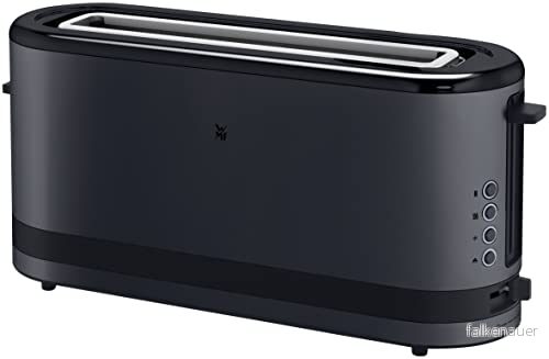 WMF Brödrost med lång slits, 2 skivor brödfäste, smal brödrost, XXL, bagelfunktion, 7 rostningsnivåer, 900 W, i rostfritt stål, matt, svart 4211129226516