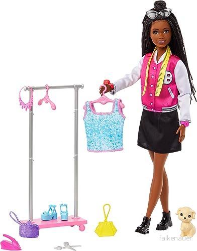 Barbie Brooklyn stylistdocka och 14 lekset med tillbehör, garderobstema hundvalp klädställ, HNK96 194735143450