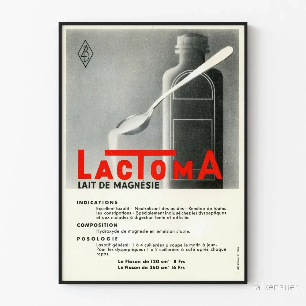 Vintageposter LactoMa Magnésiummjölk – Retro Väggdekoration Hälsa