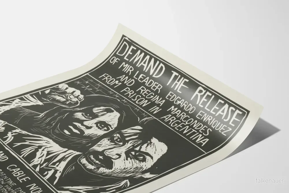 Vintage aktivistposter för frigivningen av Edgardo Enriquez och Regina Marcondes - Bild 3