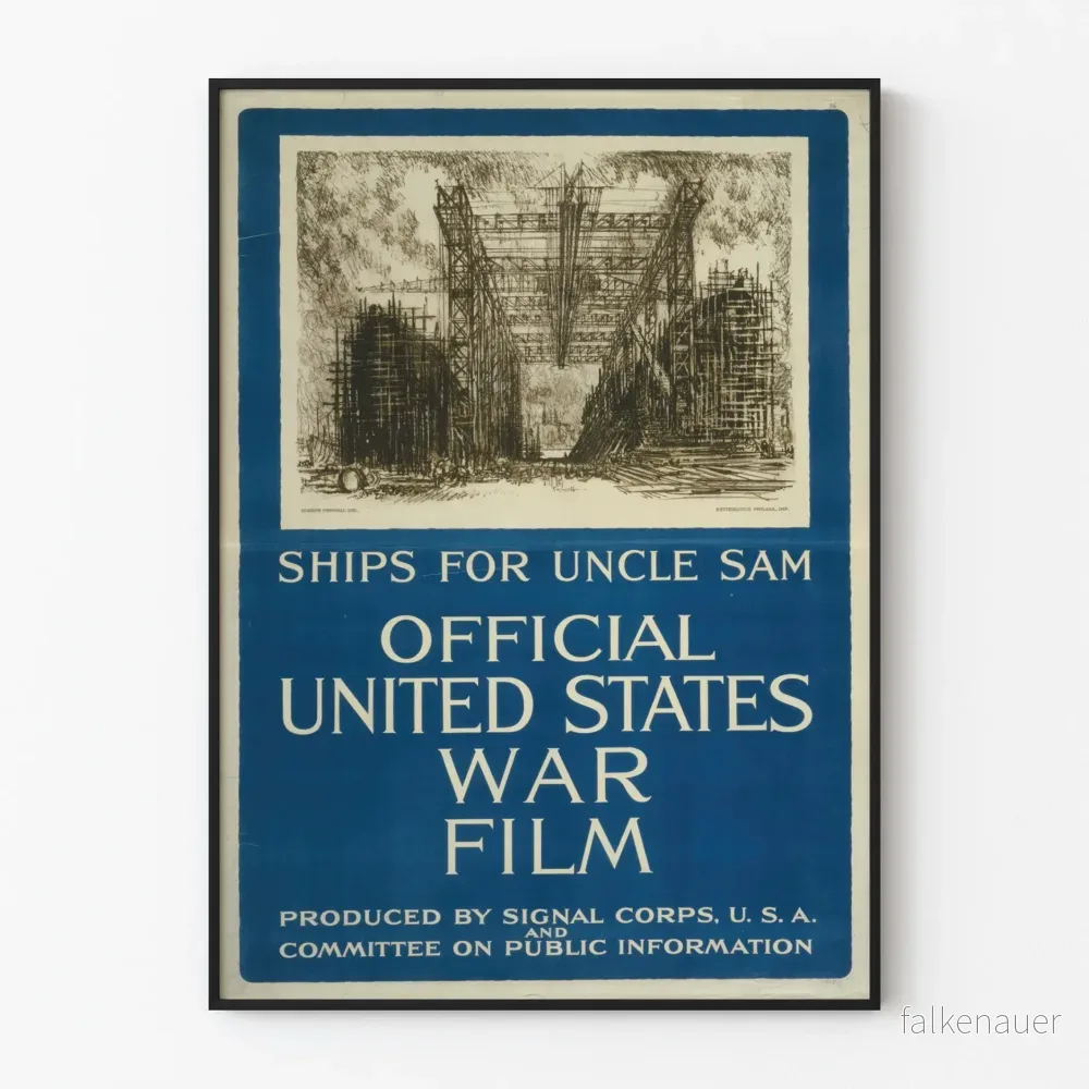 Vintage amerikansk poster « Ships for Uncle Sam » historisk väggdekoration