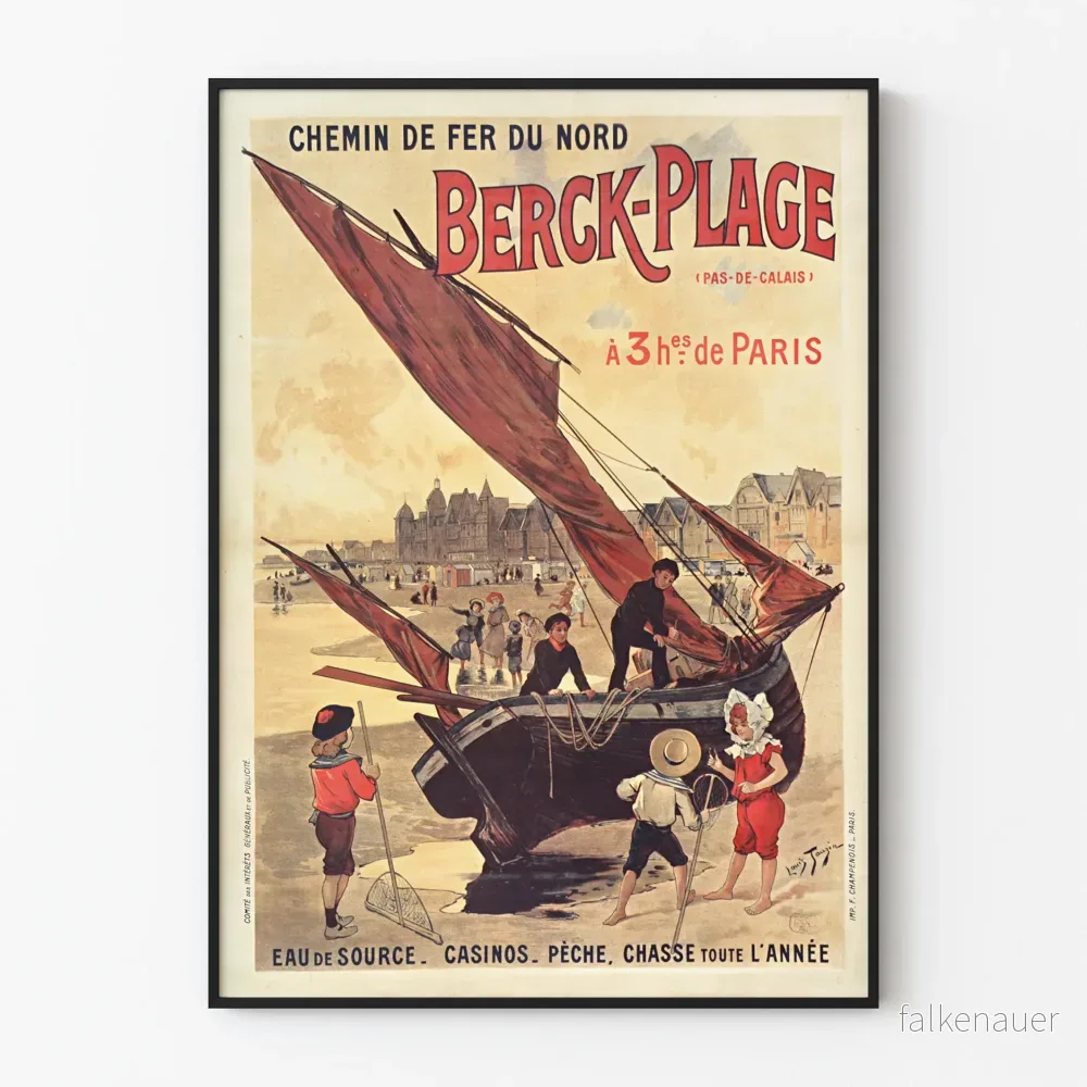 Vintageposter av Berck-Plage Chemin de Fer du Nord