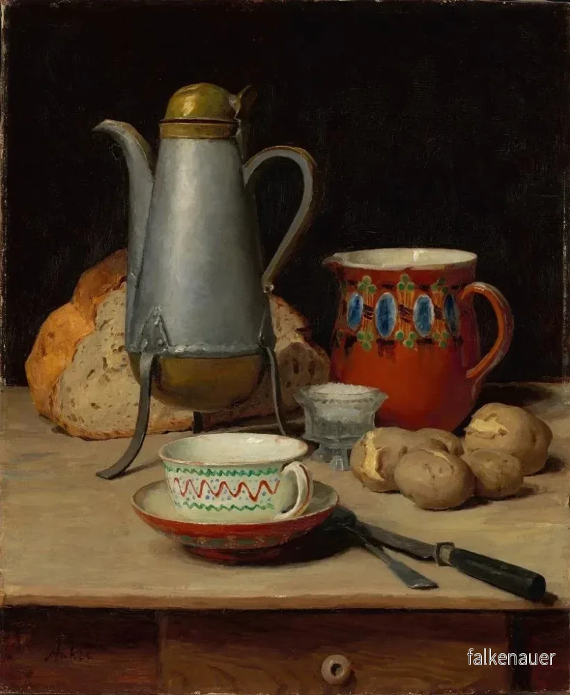 Målning av naturtavla med kaffe och potatis - Albert Anker | Konsttryck - Bild 2