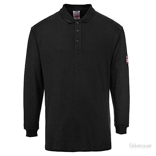 Portwest FR10BKRS flambeständig antistatisk långärmad polotröja, vanlig, storlek: Liten, svart 5036108224265