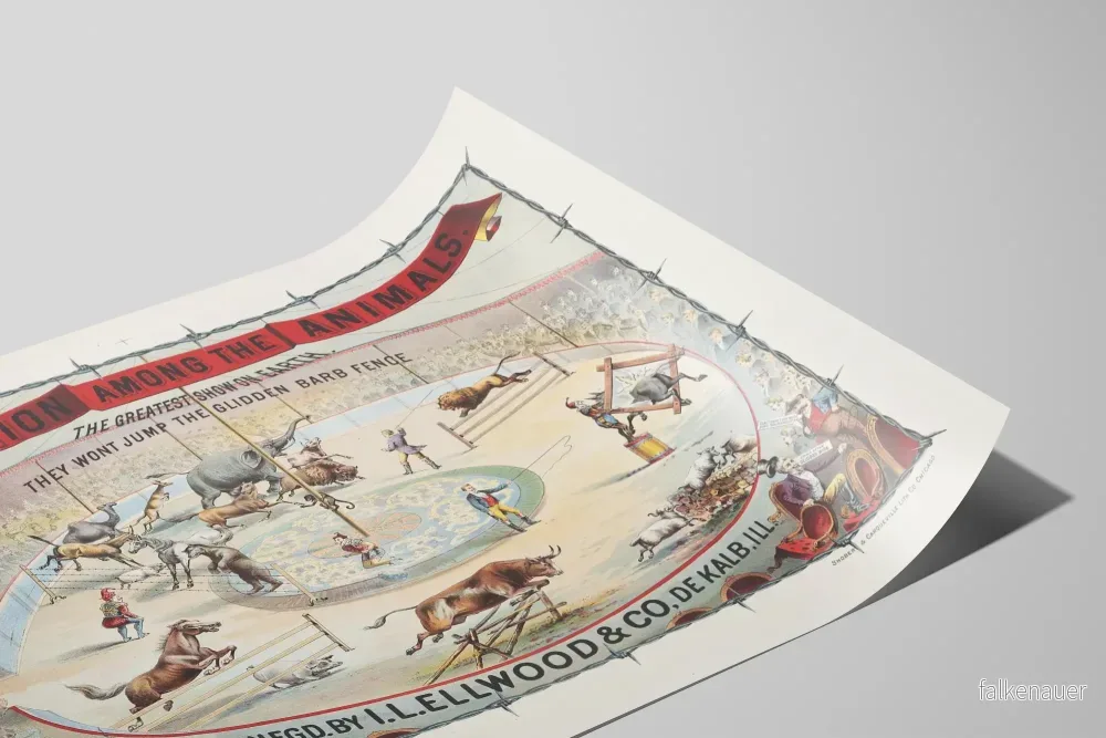 Vintageposter av cirkus och taggtrådsstängsel Glidden - Bild 2