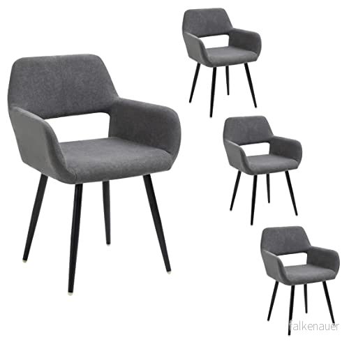 Cosy möbel set med 4 matsalsstol vadderad stol i tyg metallben för kök vardagsrum kontorsrum, grå, 56 x 78 cm 6974385622239