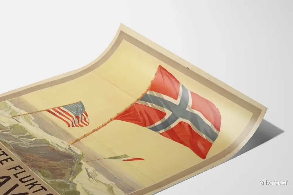 Vintageposter Den Första Flykten Över Nordpolen - Historisk väggdekoration - Bild 3