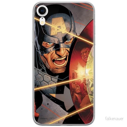 ERT GROUP mobiltelefonfodral för Apple Iphone XR originalt och officiellt licensierat Marvel mönster Captain America 007 Vit anpassad till formen på mobiltelefonen, fodral tillverkad av TPU plast 5902980010510