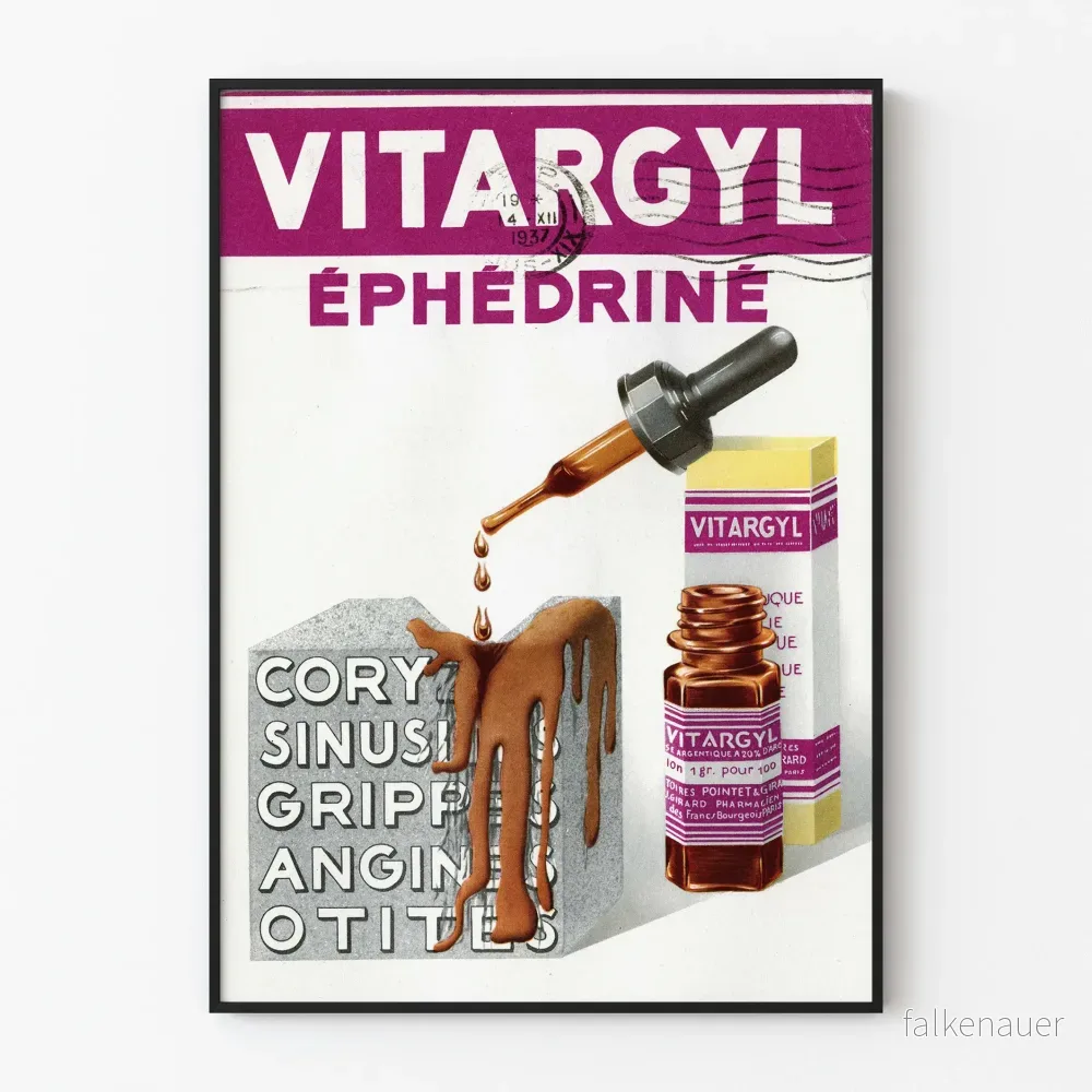 Vintage reklamposter Vitargyl Éphédriné
