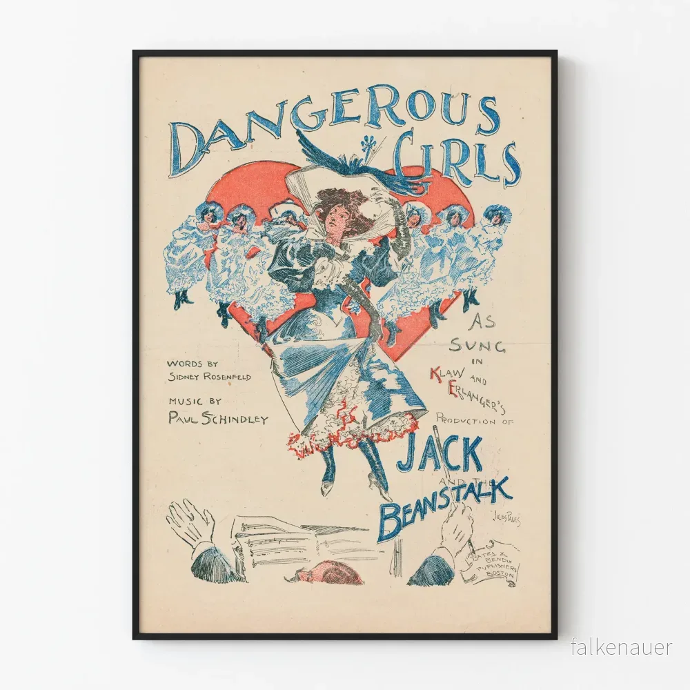 Vintageposter Dangerous Girls - Retro musikkal väggdekoration