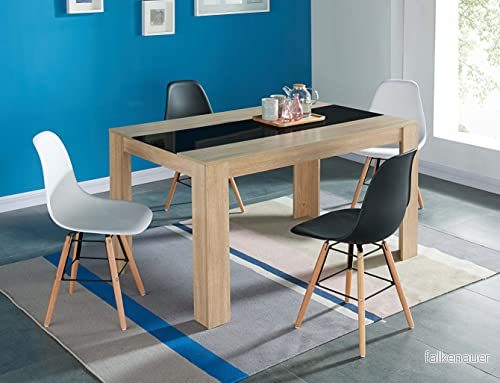 BAÏTA Damia matbord med ek och svart effekt 140 cm 3584176566203