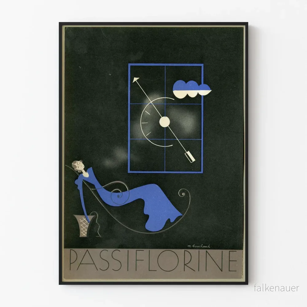 Konstnärlig poster Passiflorine porträtt Elegant i blått