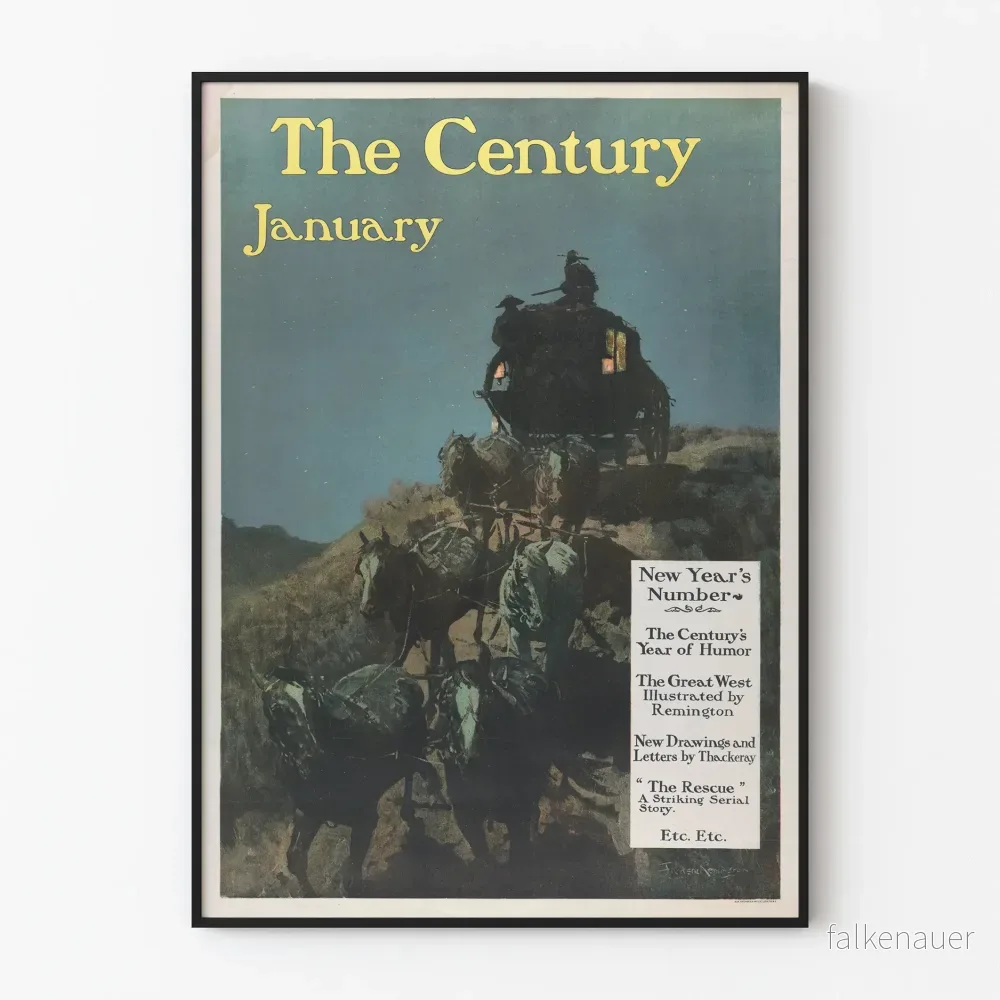 Vintageposter The Century januari – Släde i skymningen Vintageposter The Century januari – Släde i skymningen