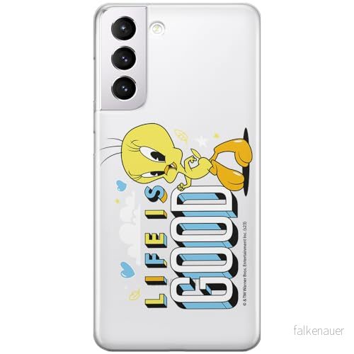 ERT GROUP mobiltelefonfodral för Samsung S21 PLUS originalt och officiellt licensierat Looney Tunes mönster Tweety 016 optimalt anpassad till formen på mobiltelefonen, gedeeltelijk transparant 5905795099480