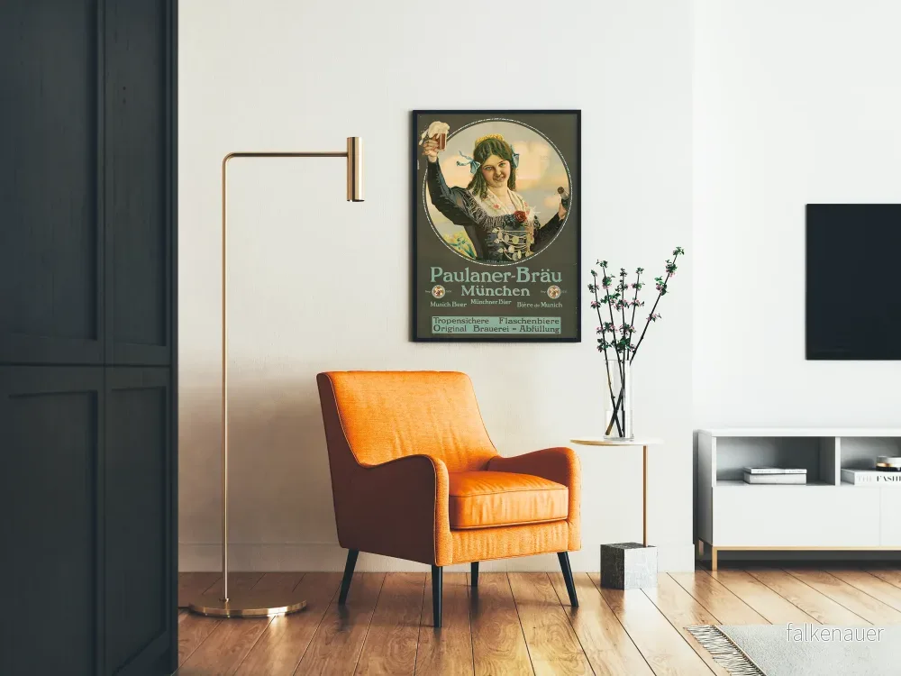 Vintageposter av Paulaner-Bräu München öl - Retro väggdekoration - Bild 2