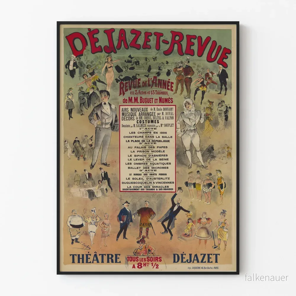 Vintageaffisch teater Déjazet Årsrevyn 1896