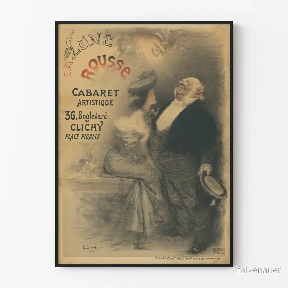 Vintageposter La Lune Rousse Cabaret Artistique Boulevard de Clichy