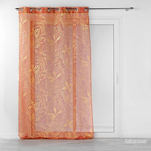 douceur d'intérieur, slöja med öljetter (140 x 240 cm) Belflor Terracotta/guld, sandblästrad metalltryck 3574386272513
