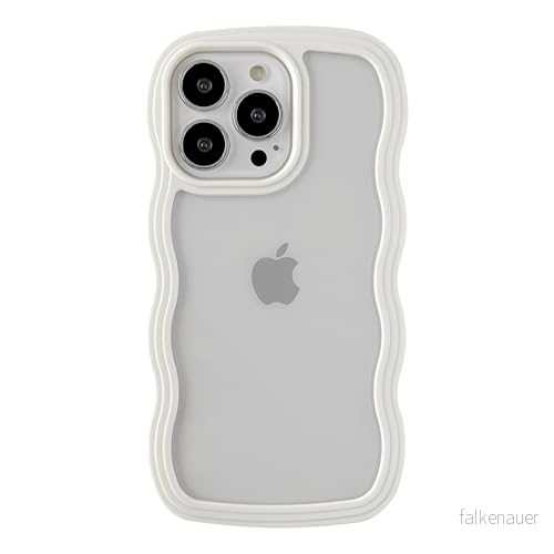 Caseative Söt lockig våg ramform stötsäker mjuk kompatibel med iPhone fodral (vit, 13 Pro) 762911162795