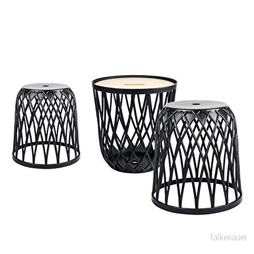 Pafen Möbelset Uniqubo möbler trädgårdsmöbler antracit plast korg bord pall 3 delar behållare 5905197282527