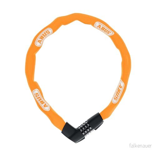ABUS Kedjelås kassaskåp 1385 Kombinationslås av härdat stål 7 mm tjock fyrkantig kedja säkerhetsnivå 785 cm orange 4003318410581