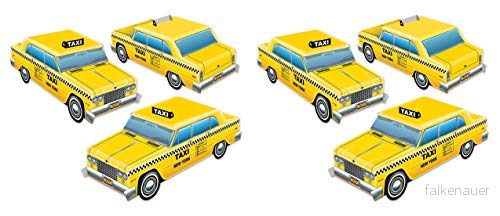 Beistle Tredimensionella taxihytt bordsuppsatser 6 delar New York City festdekorationer, 10 cm x 26 cm, gul/svart/vit 34689203766