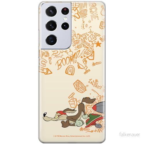 ERT GROUP mobiltelefonfodral för Samsung S21 ULTRA originalt och officiellt licensierat Looney Tunes mönster Coyote 002 anpassad till formen på mobiltelefonen, fodral tillverkad av TPU plast 5905795137892