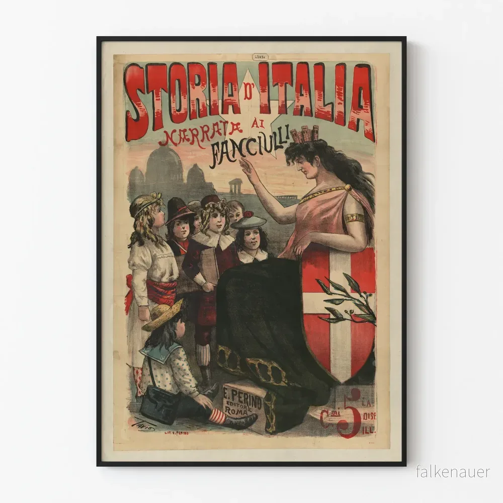 Vintageposter Storia d'Italia för väggdekoration för barn