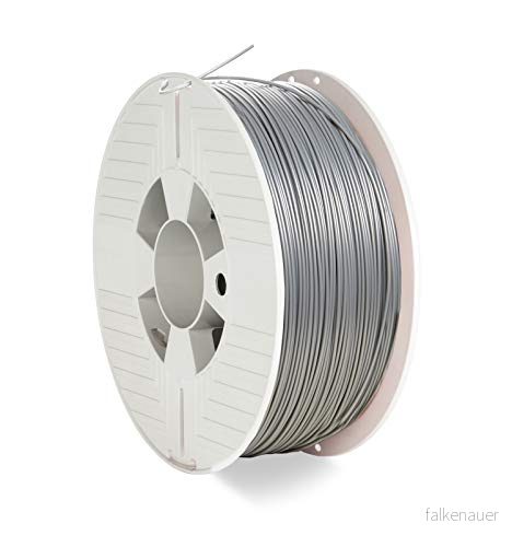 Verbatim ABS filament 3D tryck, 1,75 mm, 1 kg, högpresterande akrylnitril butadien styren för materialextrusion, skrivare och penna, av ABS, aluminiumgrå 23942550327