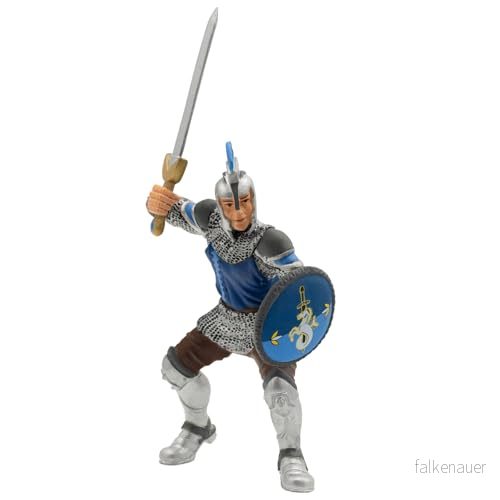 Bullyland 80764 spelfigur svärdskämpare blå, fantasy samlarfigur, ca 12 cm stor, kärleksfull handmålad figur, PVC fri, fin present till pojkar och flickor för fantasifull lek 4007176807644