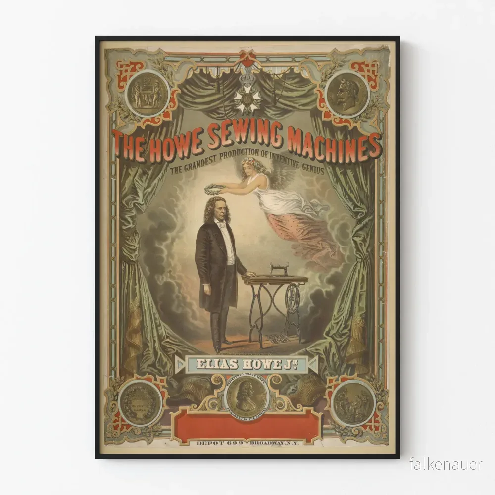 Vintageposter av Howe Symaskiner - Retro väggdekoration