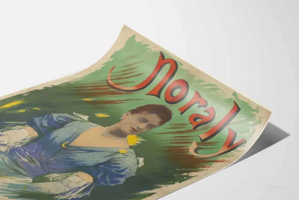 Vintageaffisch av Noraly - Elegant kvinna i blå klänning - Bild 3