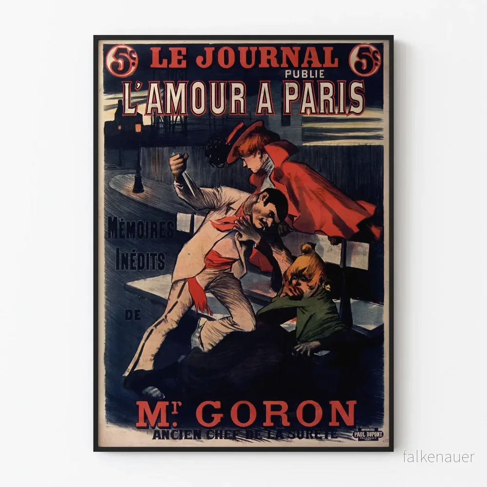 Vintageposter Le Journal: L'Amour à Paris av Mr Goron