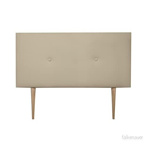 DUÉRMETE ONLINE Premium vadderad sänggavel i milan, med ben, högklassigt konstläder, trä, beige, 90 x 60 cm (säng 80) 8445355072104
