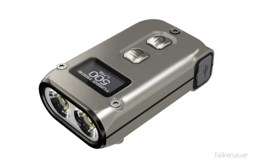 Nitecore TINI 2 titanium, liten ficklampa, USB C laddningsbar LED 500 lumen i 5 nivåer, upp till 600 h ljustid 6952506407163