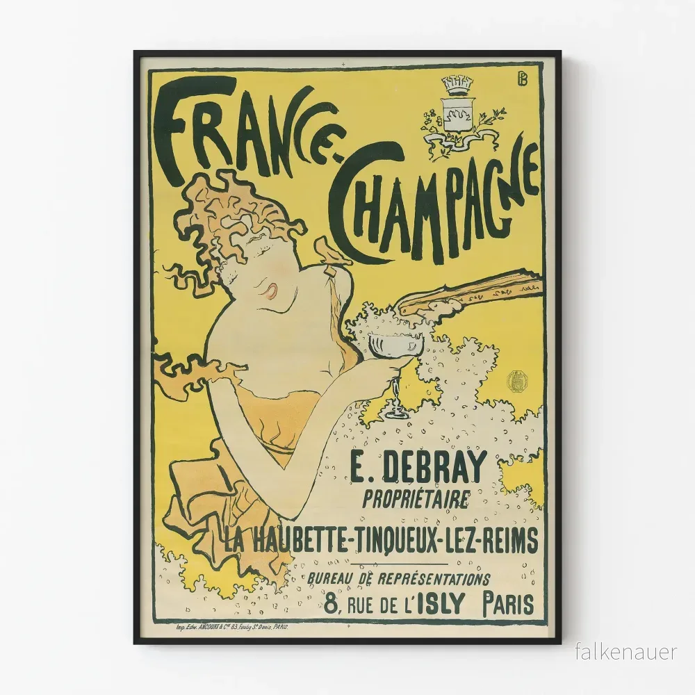 Vintageposter Frankrike Champagne - Väggdekoration Art Nouveau