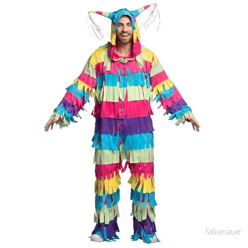 Boland Kostym färgad pinata för vuxna, utklädnad karneval, temafest och JGA, karnevalkostymer män 8712026838896