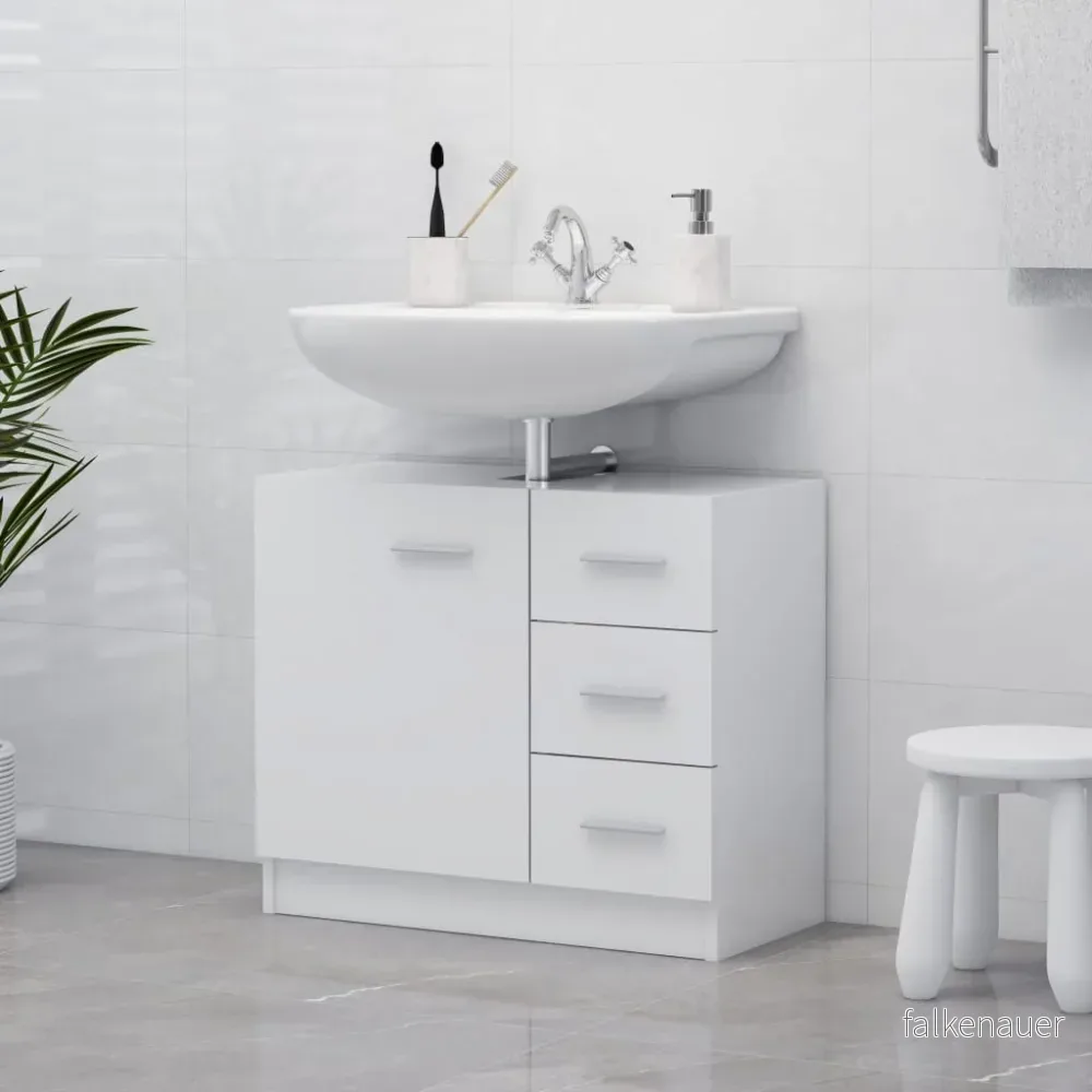 vidaXL Tvättställsskåp vit 63x30x54 cm konstruerat trä 8720286216309