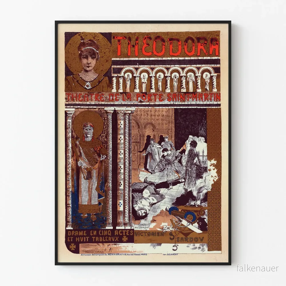 Vintage teaterposter Théodora Théâtre de la Porte Saint-Martin